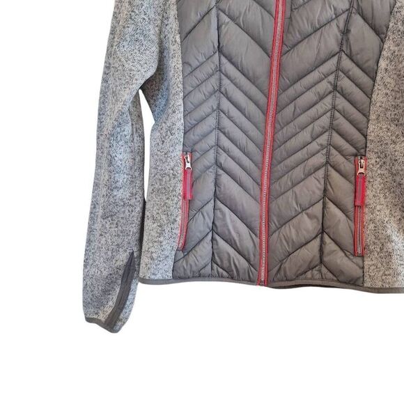 Xersion Women's Gray/Silver & Hot Orange Nylon Quilted Zip Front Jacket - Picture 4 of 10